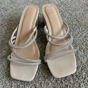 A New Day Women's Tan and Silver Heeled Sandals